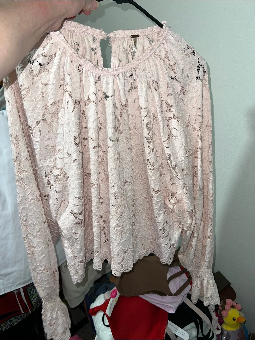 Free People Olivia Balloon Sleeve Lace Blouse